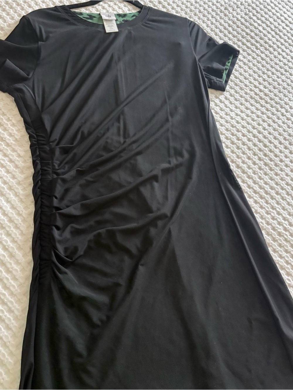 CAbi Black Short-Sleeve Ruched Side Dress
